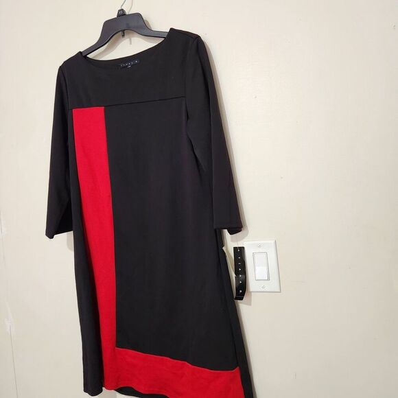 Tiana B Women Dress Size Large Black/red Stretch - Picture 5 of 11